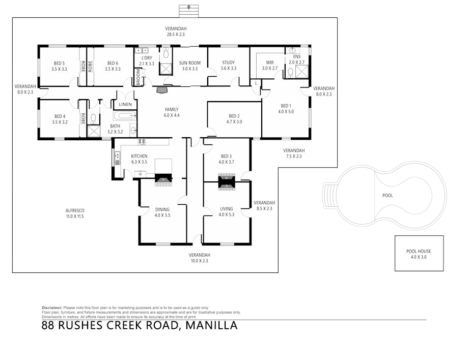 88 Rushes Creek Road, Manilla, NSW, 2346 - Floorplan 1