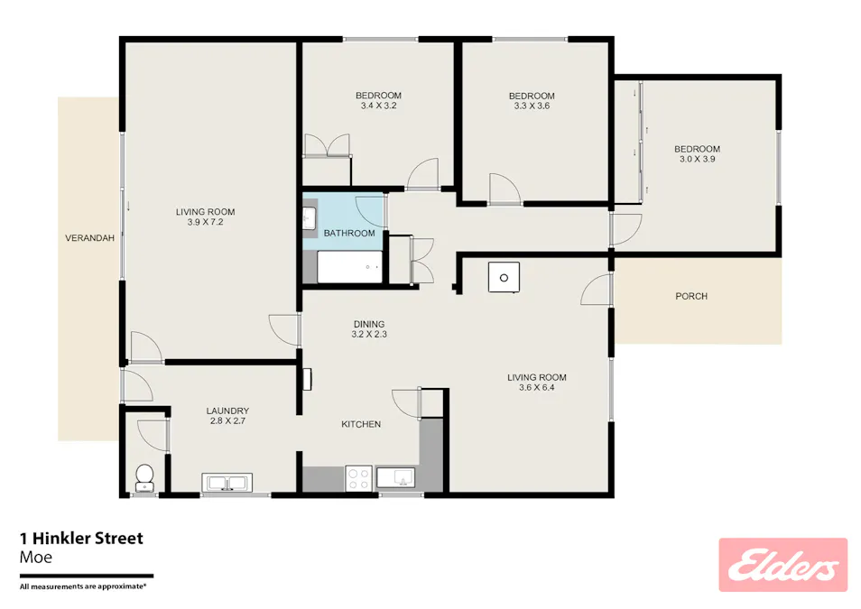 1 Hinkler Street, Moe, VIC, 3825 - Floorplan 1
